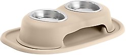 WeatherTech Double High Stainless Steel Cat & Dog Pet Feeding System, Tan, 8-oz