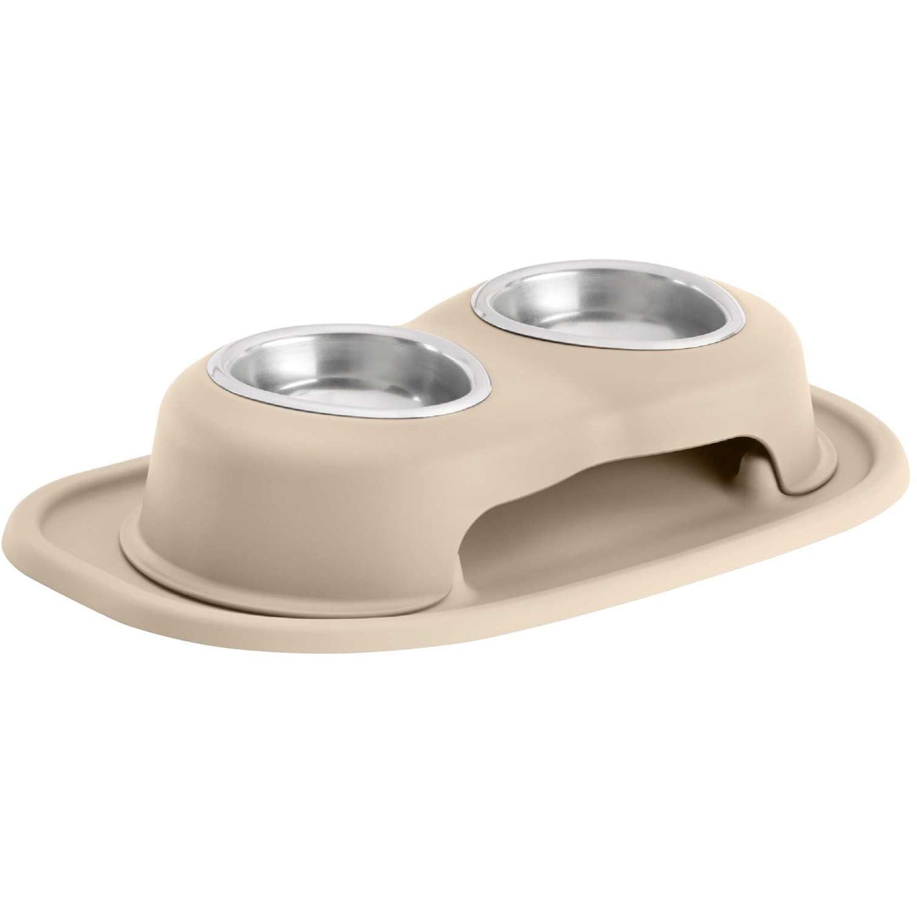 WeatherTech Double High Stainless Steel Cat & Dog Pet Feeding System, Tan, 8-oz
