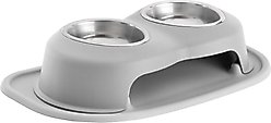 WeatherTech Double High Stainless Steel Cat & Dog Pet Feeding System, Light Grey, 16-oz