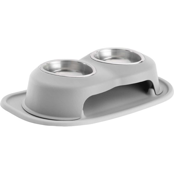 Iconic Pet Adjustable Stainless Steel Elevated Dog Bowl, H Design, 2-qt