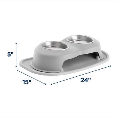 Show full view: WeatherTech Double High Stainless Steel Cat & Dog Pet Feeding System, Light Grey, 16-oz slide 2 of 2