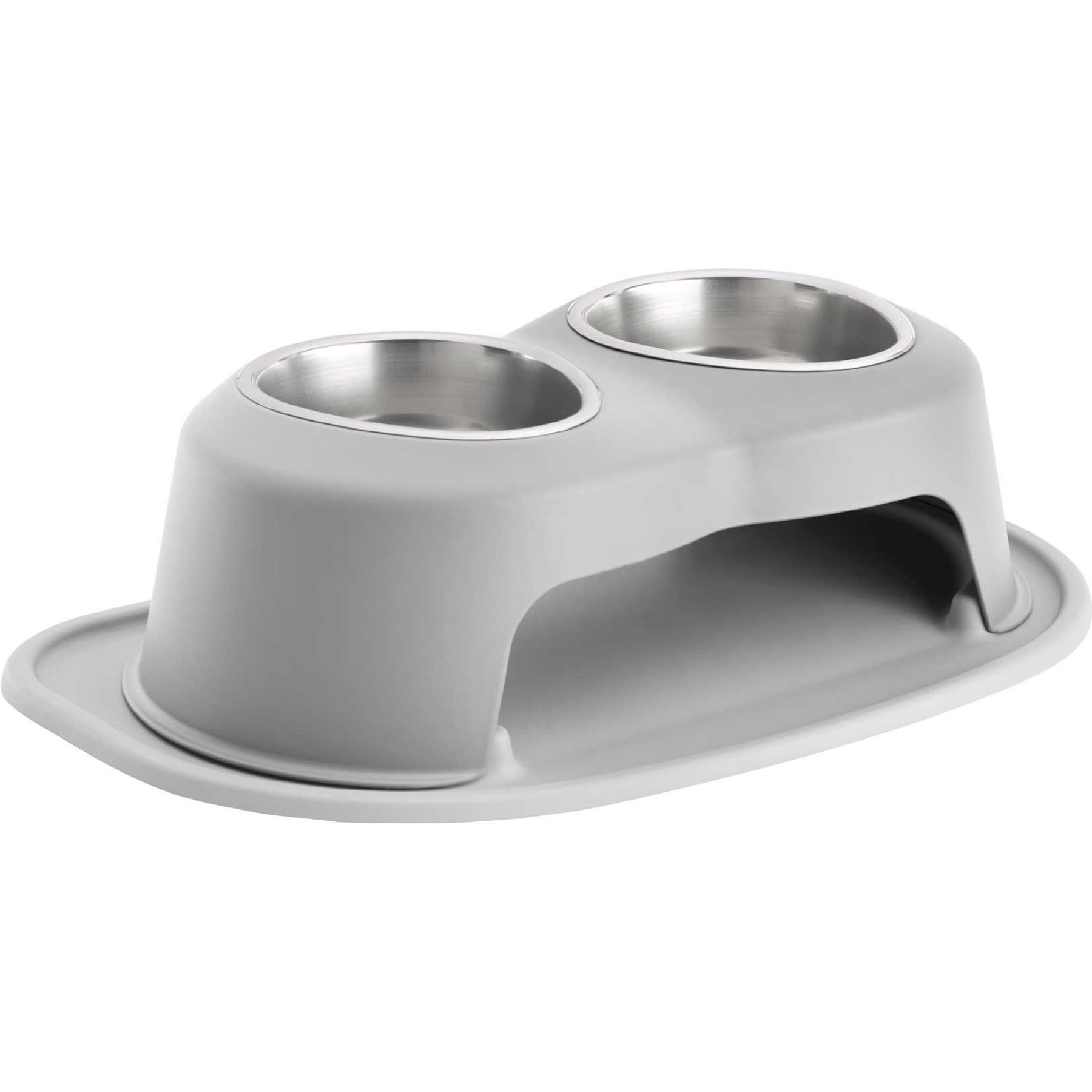 WeatherTech Double High Stainless Steel Cat & Dog Pet Feeding System, Light Grey, 32-oz/6-in