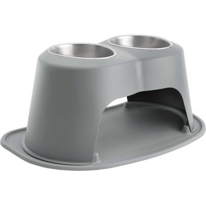 WeatherTech Double High Stainless Steel Cat & Dog Pet Feeding System, Dark Grey, 64-oz/10-in