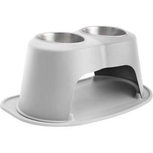 WeatherTech Double High Stainless Steel Cat & Dog Pet Feeding System, Light Grey, 64-oz/10-in