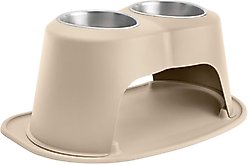 WeatherTech Double High Stainless Steel Cat & Dog Pet Feeding System, Tan, 64-oz/10-in