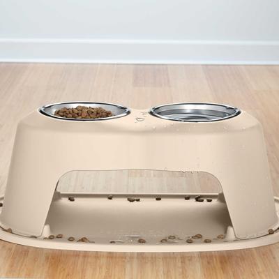 Show full view: WeatherTech Double High Stainless Steel Cat & Dog Pet Feeding System, Tan, 64-oz/10-in slide 2 of 2
