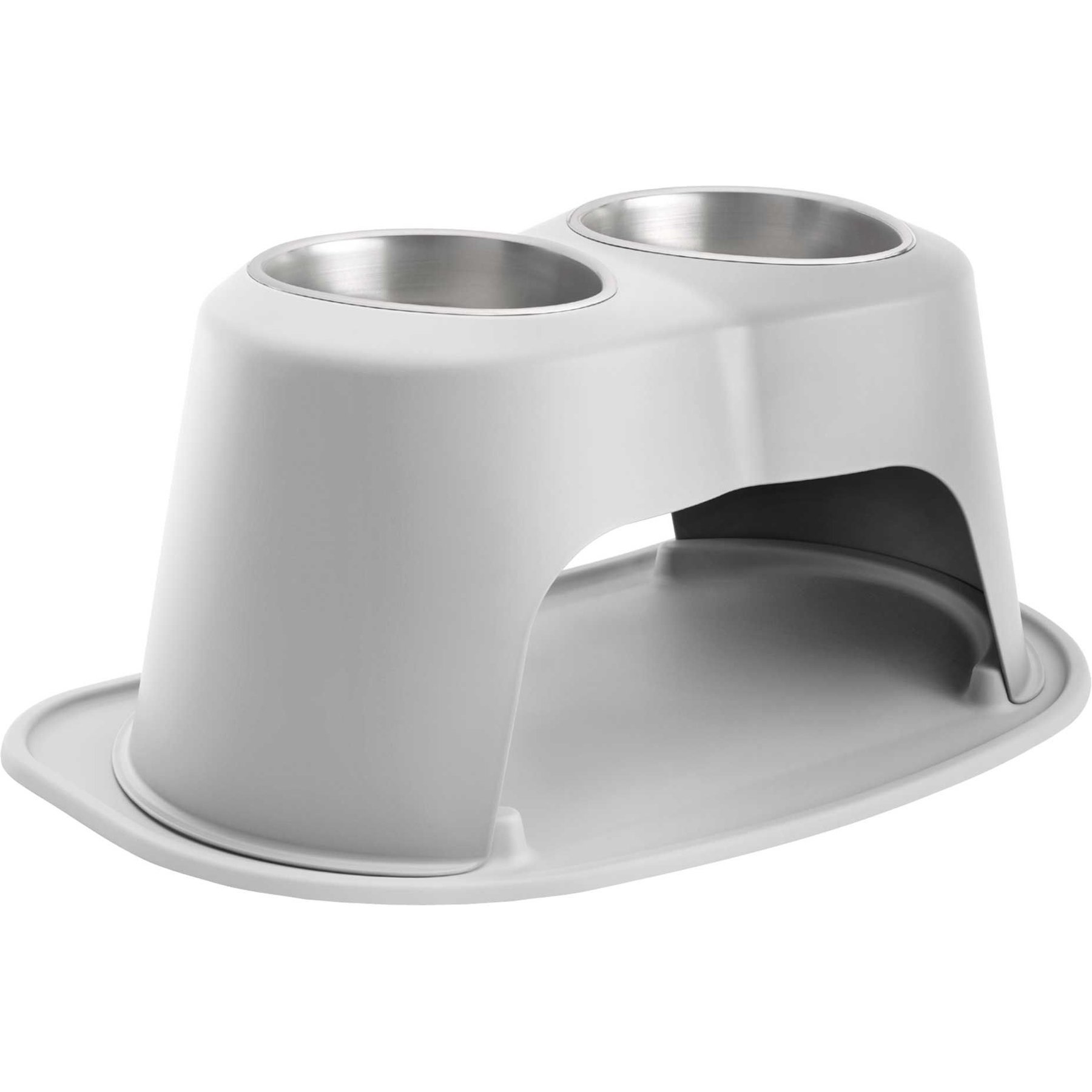 WeatherTech Double High Stainless Steel Cat & Dog Pet Feeding System, Light Grey, 64-oz/12-in