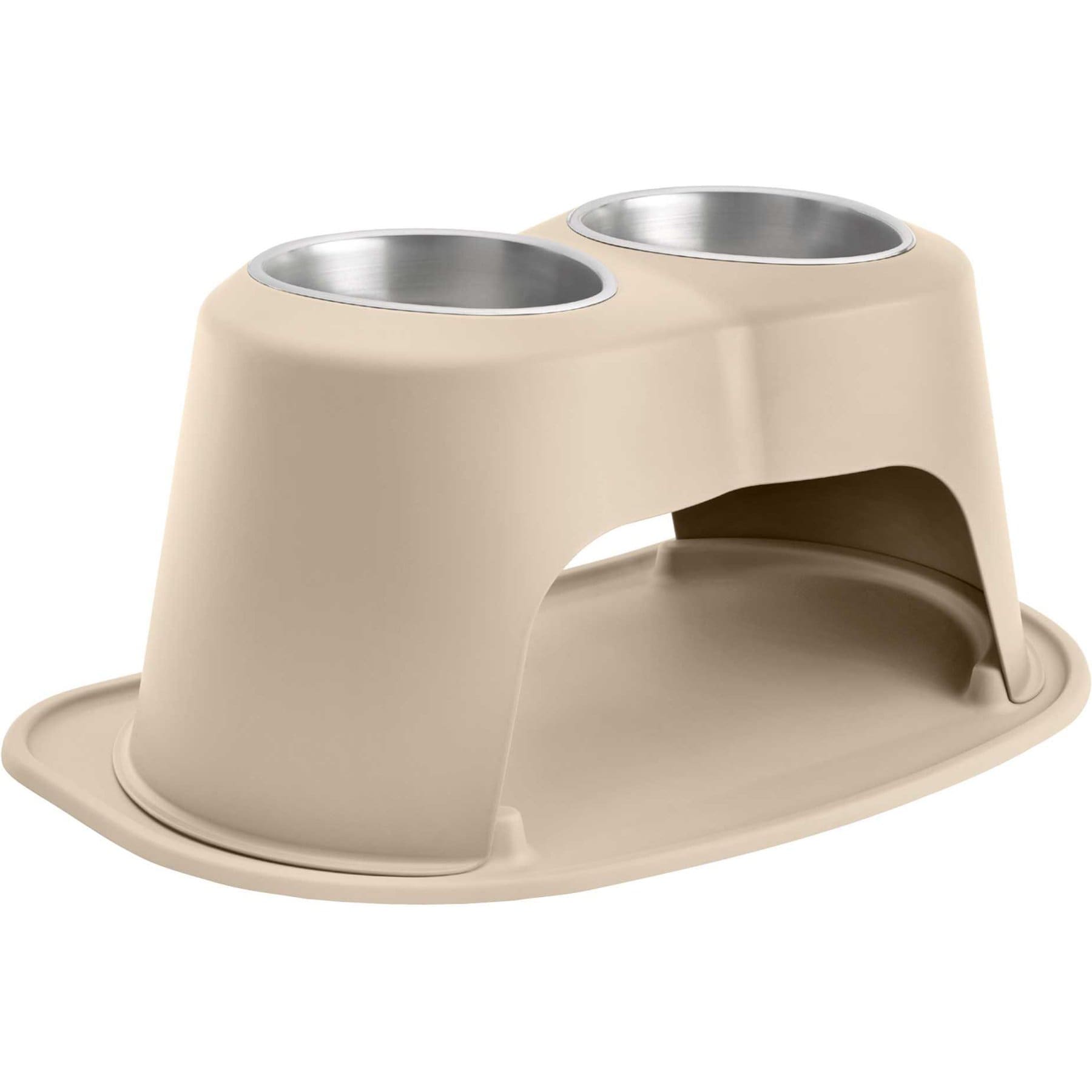 WeatherTech Double High Stainless Steel Cat & Dog Pet Feeding System, Tan, 64-oz/12-in