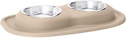 WeatherTech Double Low Stainless Steel Cat & Dog Pet Feeding System, Tan, 16-oz/2-in