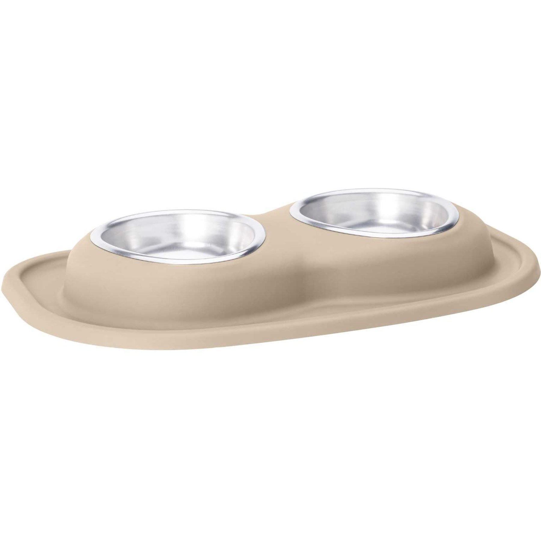WeatherTech Double Low Stainless Steel Cat & Dog Pet Feeding System, Tan, 16-oz/2-in