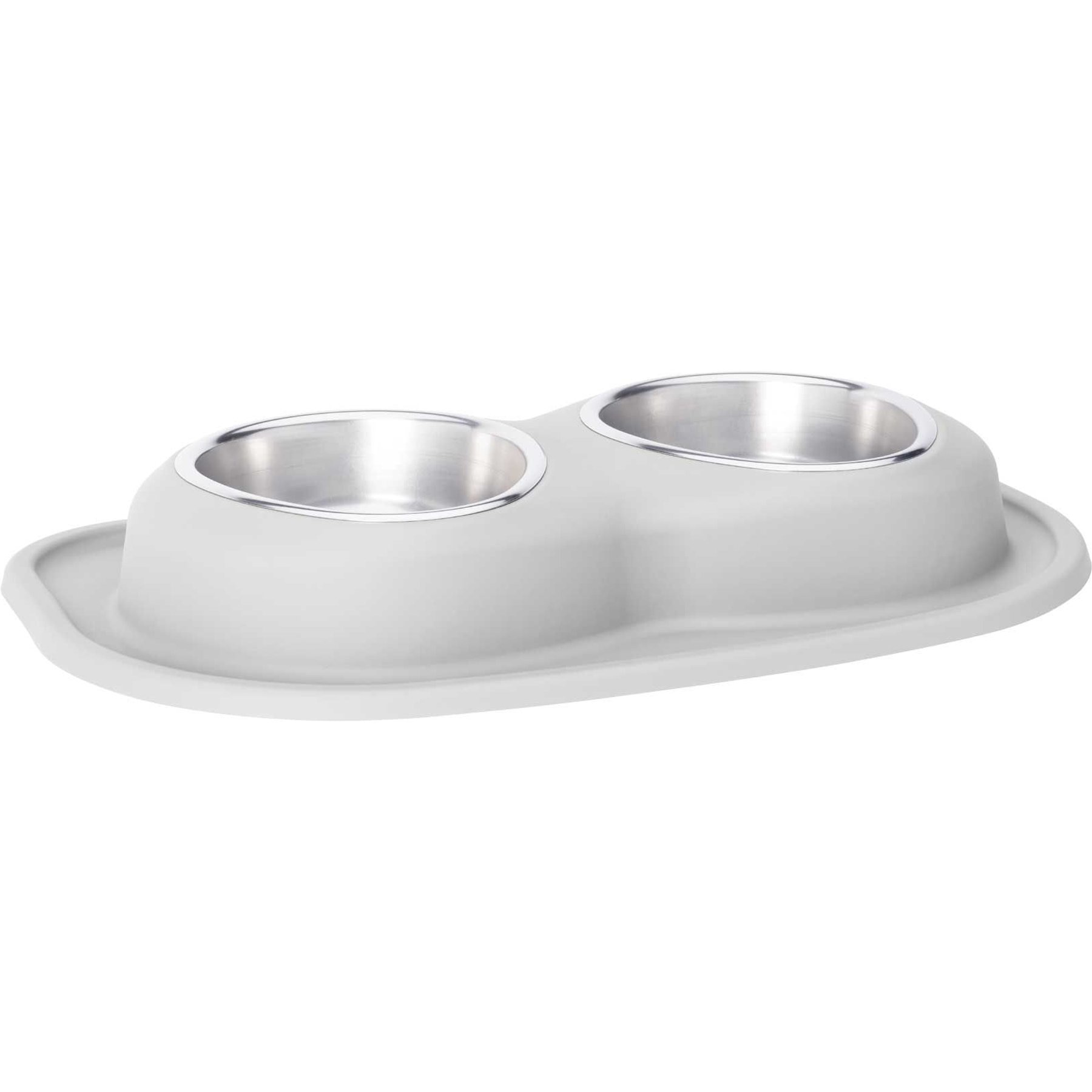 WeatherTech Double Low Stainless Steel Cat & Dog Pet Feeding System, Light Grey, 32-oz/3-in