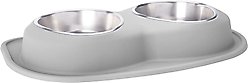 WeatherTech Double Low Stainless Steel Cat & Dog Pet Feeding System, Light Grey, 96-oz/3-in