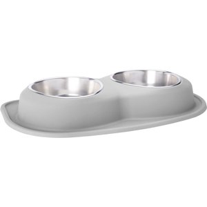 WeatherTech Double Low Stainless Steel Cat & Dog Pet Feeding System, Light Grey, 96-oz/3-in