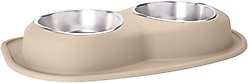 WeatherTech Double Low Stainless Steel Cat & Dog Pet Feeding System, Tan, 96-oz/3-in