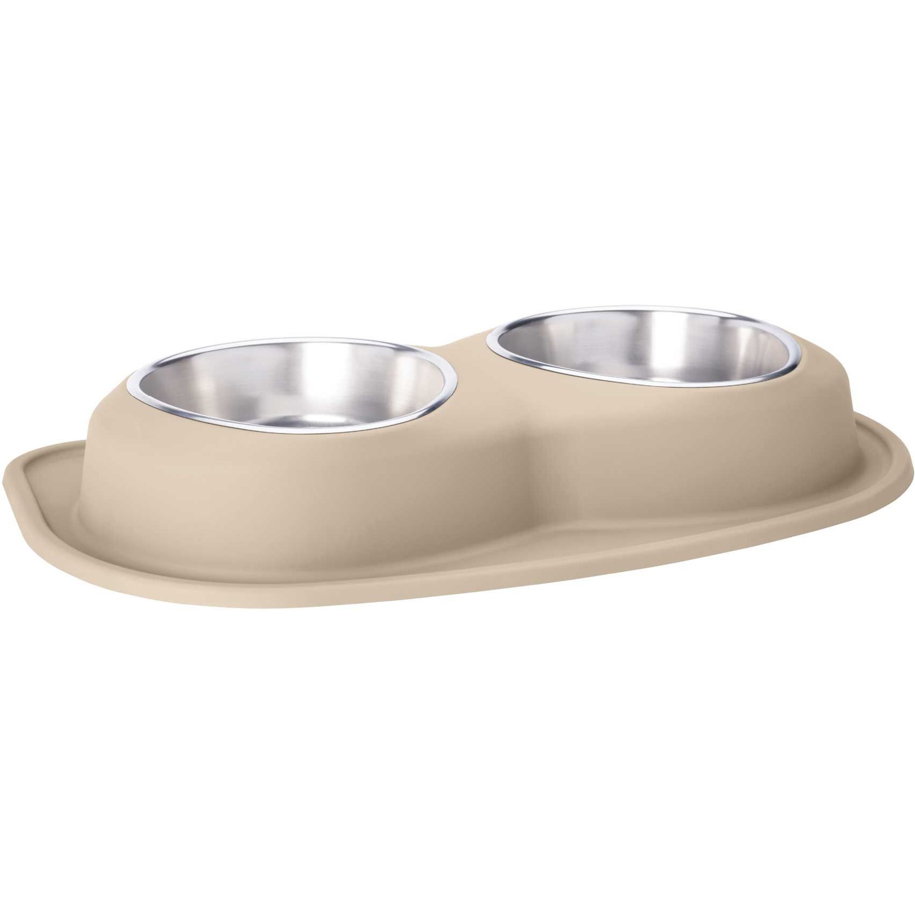 WeatherTech Double Low Stainless Steel Cat & Dog Pet Feeding System, Tan, 96-oz/3-in