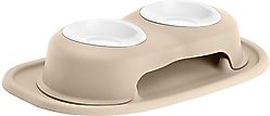 WeatherTech Double High Poly Bowl Cat & Dog Pet Feeding System, Tan, 8-oz/3-in