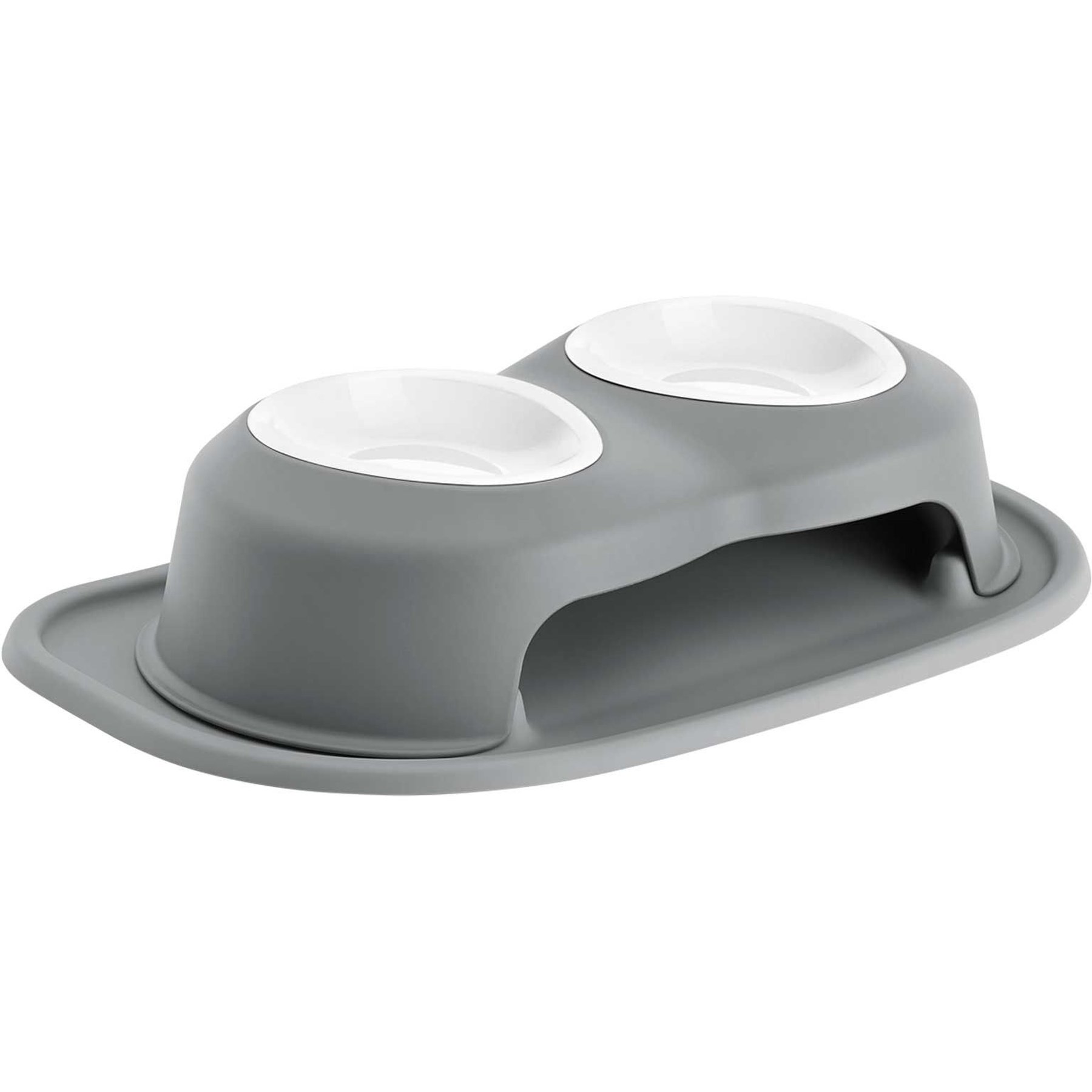 WeatherTech Double High Poly Bowl Cat & Dog Pet Feeding System, Dark Grey, 16-oz/4-in