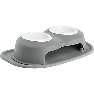 WeatherTech Double High Poly Bowl Cat & Dog Pet Feeding System, Dark Grey, 16-oz/4-in