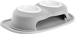 WeatherTech Double High Poly Bowl Cat & Dog Pet Feeding System, Light Grey, 16-oz/4-in