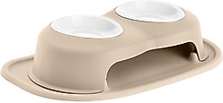WeatherTech Double High Poly Bowl Cat & Dog Pet Feeding System, Tan, 16-oz/4-in