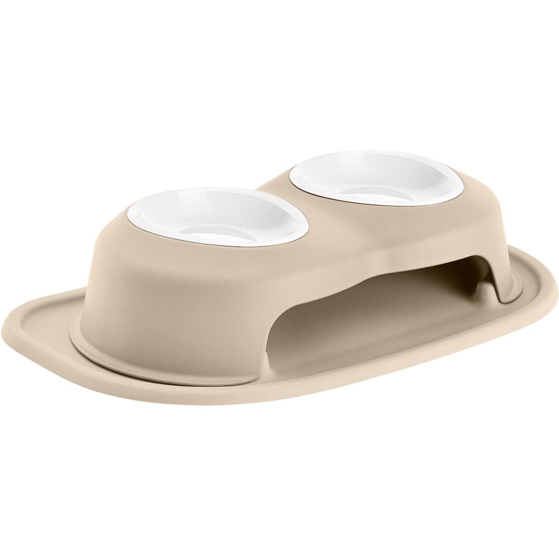 WeatherTech Double High Poly Bowl Cat & Dog Pet Feeding System, Tan, 16-oz/4-in