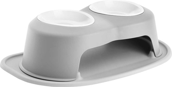 WeatherTech Double High Pet Feeder With Stand & Mat - Elevated Bowls For Dogs & Cats (Light Grey, Stainless Steel) - View #3