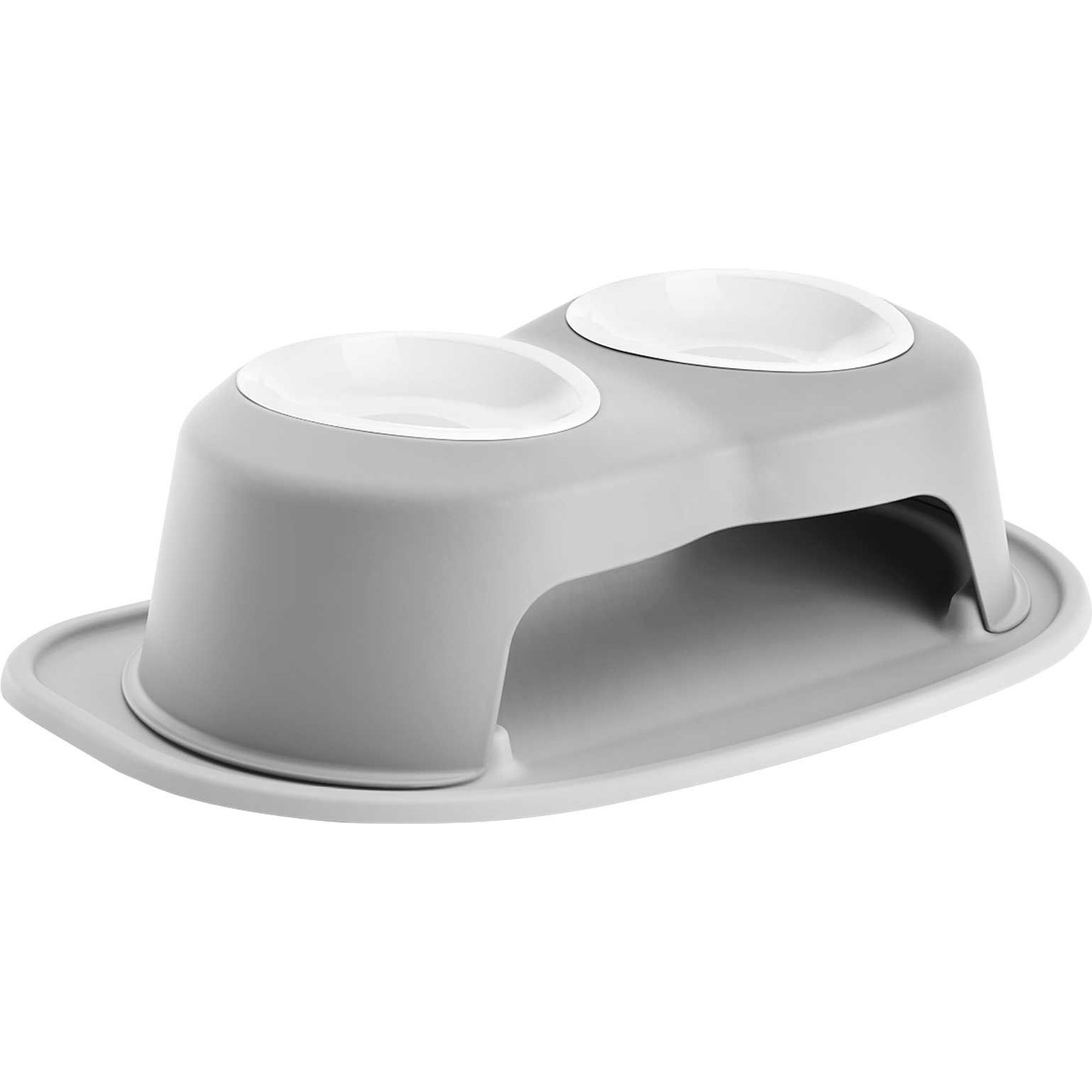 WeatherTech Double High Poly Bowl Cat & Dog Pet Feeding System, Light Grey, 32-oz/6-in