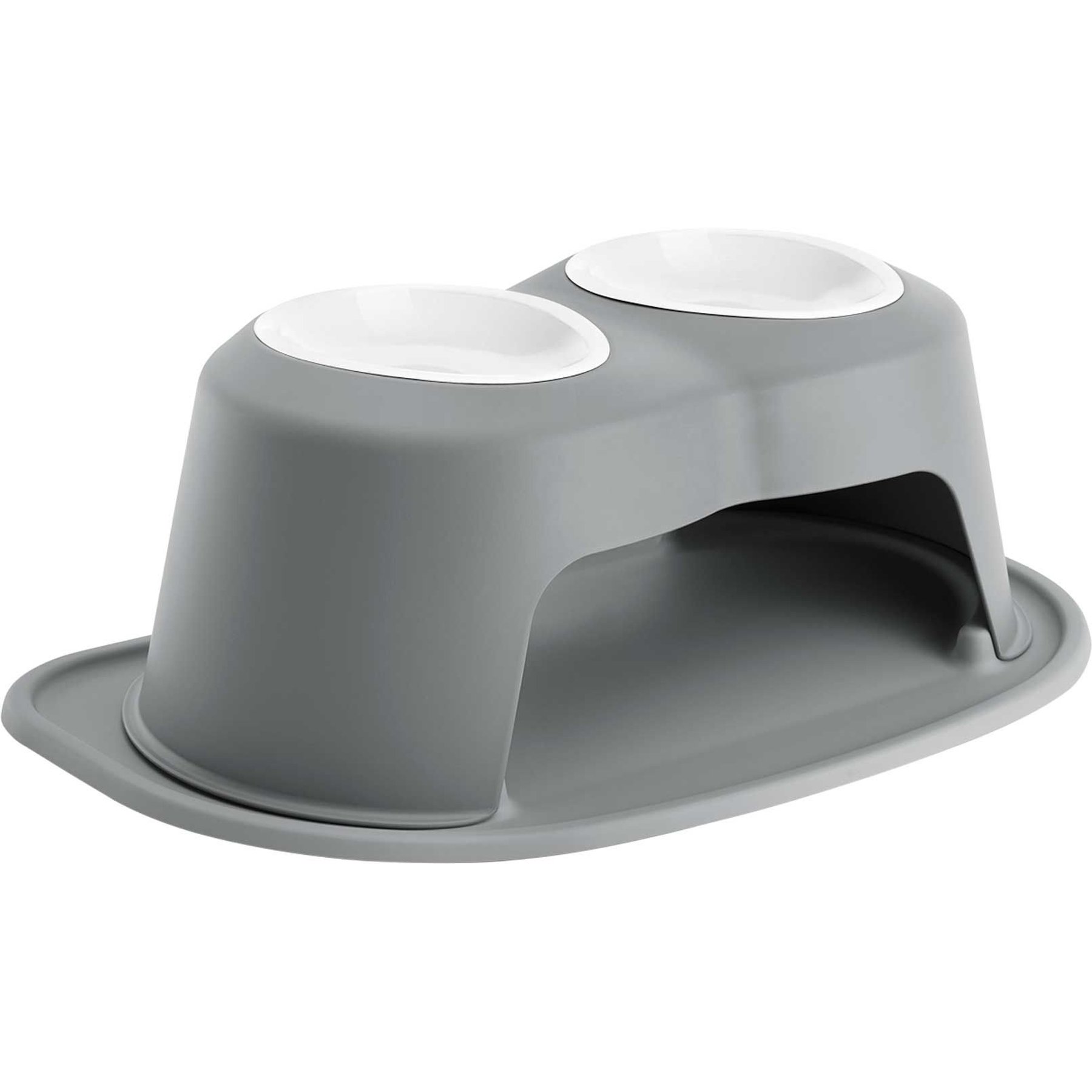 WeatherTech Double High Poly Bowl Cat & Dog Pet Feeding System, Dark Grey, 32-oz/8-in