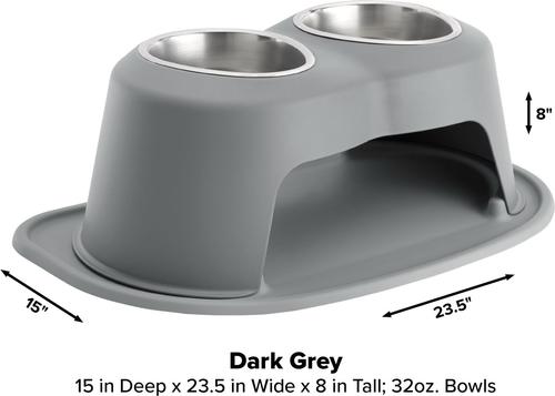 Show full view: WeatherTech Double High Poly Bowl Cat & Dog Pet Feeding System, Dark Grey, 32-oz/8-in slide 2 of 4