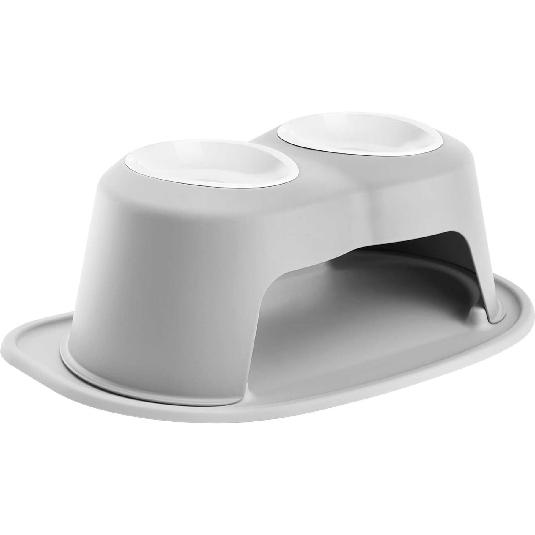 WeatherTech Double High Poly Bowl Cat & Dog Pet Feeding System, Light Grey, 32-oz/8-in