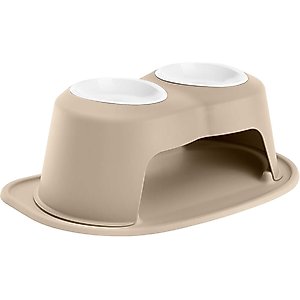 WeatherTech Double High Poly Bowl Cat & Dog Pet Feeding System, Tan, 32-oz/8-in