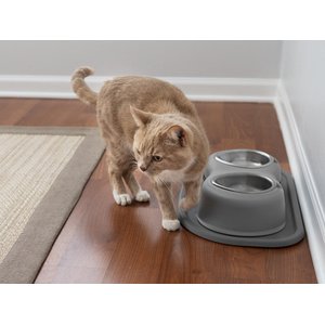 WeatherTech Double High Poly Bowl Cat & Dog Pet Feeding System, Light Grey, 64-oz/10-in