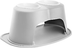 WeatherTech Double High Poly Bowl Cat & Dog Pet Feeding System, Light Grey, 64-oz/12-in