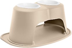 WeatherTech Double High Poly Bowl Cat & Dog Pet Feeding System, Tan, 64-oz/12-in