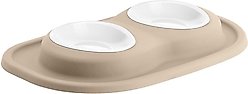 WeatherTech Double Low Poly Bowl Cat & Dog Pet Feeding System, Tan, 8-oz/1-in