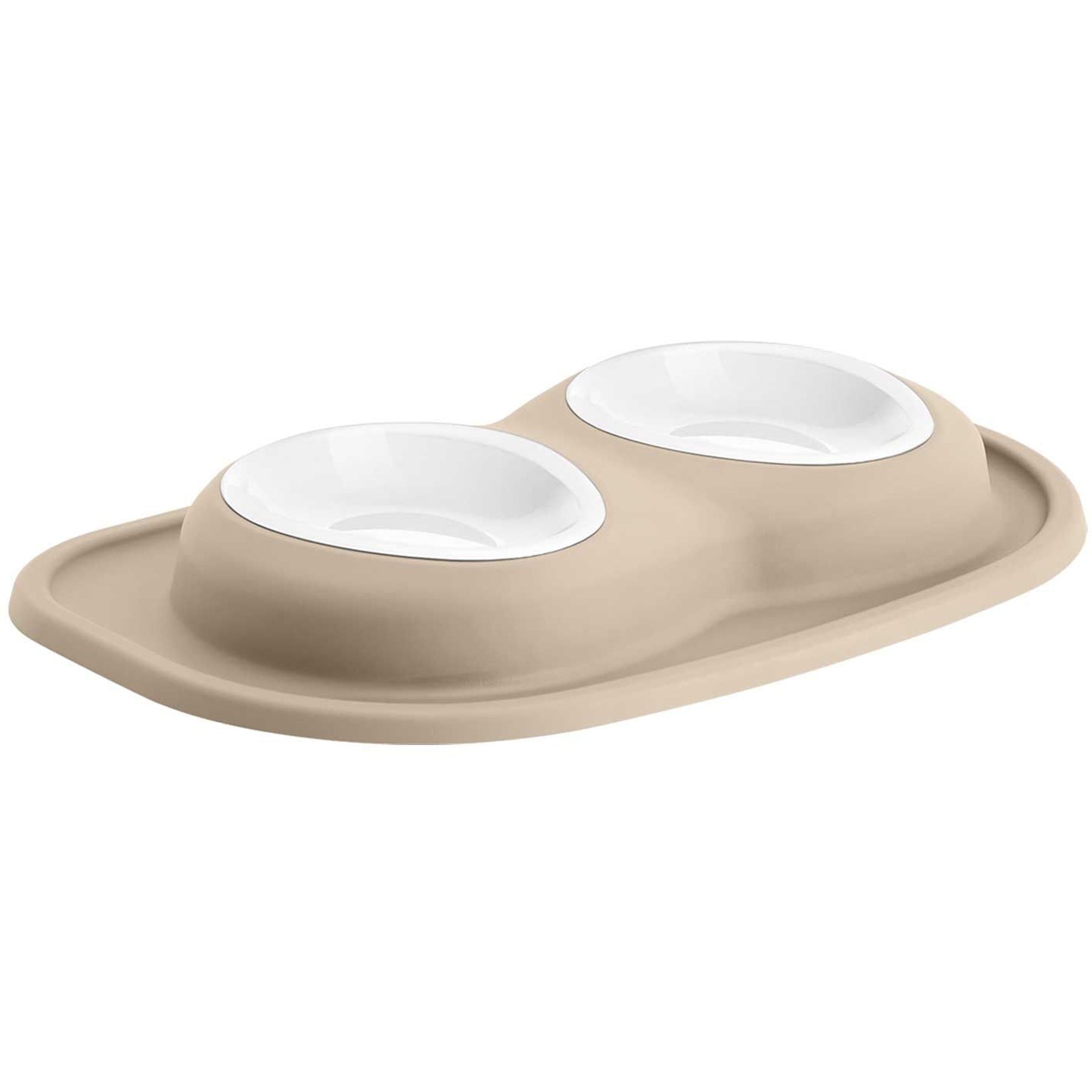 WeatherTech Double Low Poly Bowl Cat & Dog Pet Feeding System, Tan, 16-oz/2-in
