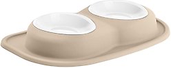 WeatherTech Double Low Poly Bowl Cat & Dog Pet Feeding System, Tan, 32-oz/3-in