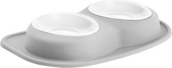 WeatherTech Double Low Poly Bowl Cat & Dog Pet Feeding System, Light Grey, 64-oz/3-in