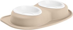 WeatherTech Double Low Poly Bowl Cat & Dog Pet Feeding System, Tan, 96-oz/3-in