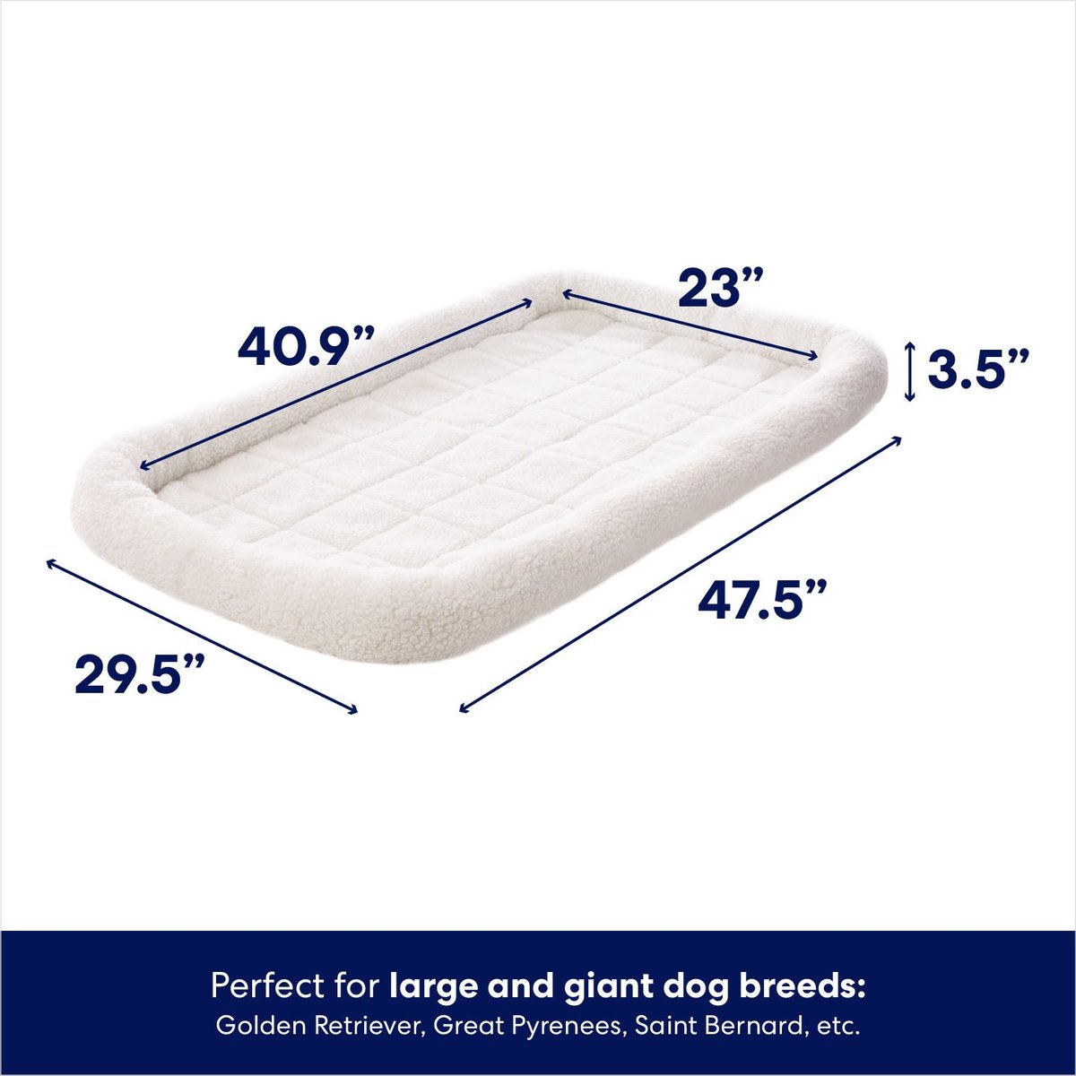 FRISCO Quilted Dog Crate Mat, Ivory, 48in