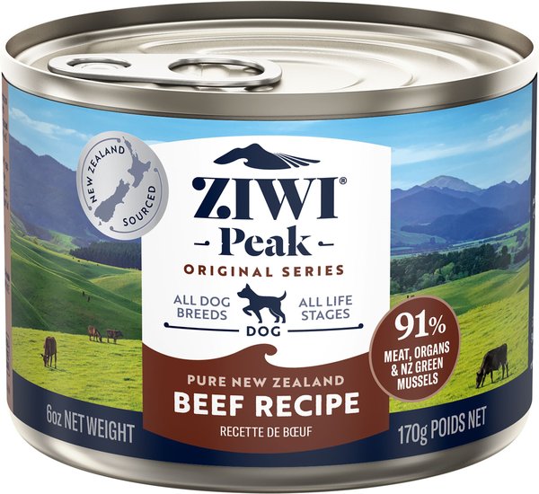 ZIWI Peak Beef Recipe Canned Dog Food, 6-oz can, case of 12 - Chewy.com