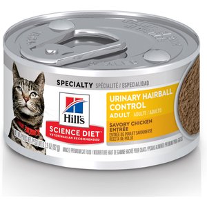 Hill's Science Diet Adult Urinary Hairball Control Savory Chicken Entree Canned Cat Food, 2.9-oz, case of 24