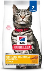 Hill's Science Diet Adult Urinary Hairball Control Dry Cat Food, 7-lb bag