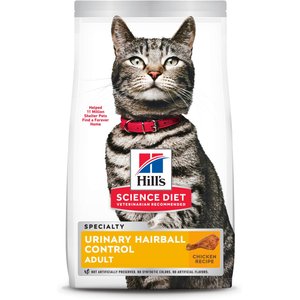 Hill's Science Diet Adult Urinary Hairball Control Dry Cat Food, 7-lb bag