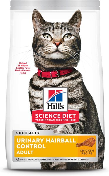 Hill's Science Diet Adult Urinary Hairball Control Dry Cat Food, 15.5-lb bag slide 1 of 10