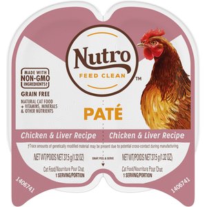 Nutro Perfect Portions Chicken & Liver Recipe Grain-Free Soft Pate Adult Wet Cat Food Trays, 2.6-oz, case of 24
