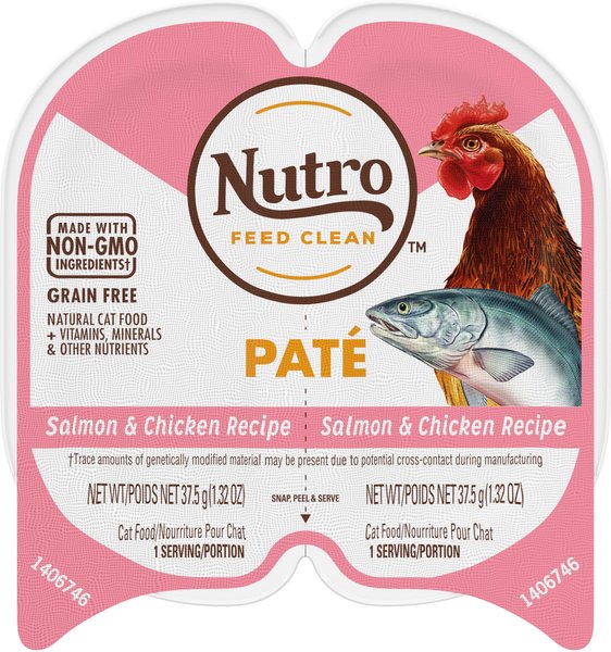 Nutro Perfect Portions Grain-Free Salmon & Chicken Paté Recipe Cat Food Trays, 2.6-oz, case of 24 slide 1 of 9