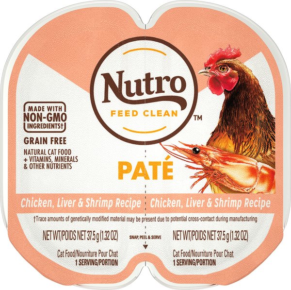 Nutro Perfect Portions Grain-Free Chicken Liver & Shrimp Paté Recipe Cat Food Trays, 2.6-oz, case of 24 slide 1 of 9