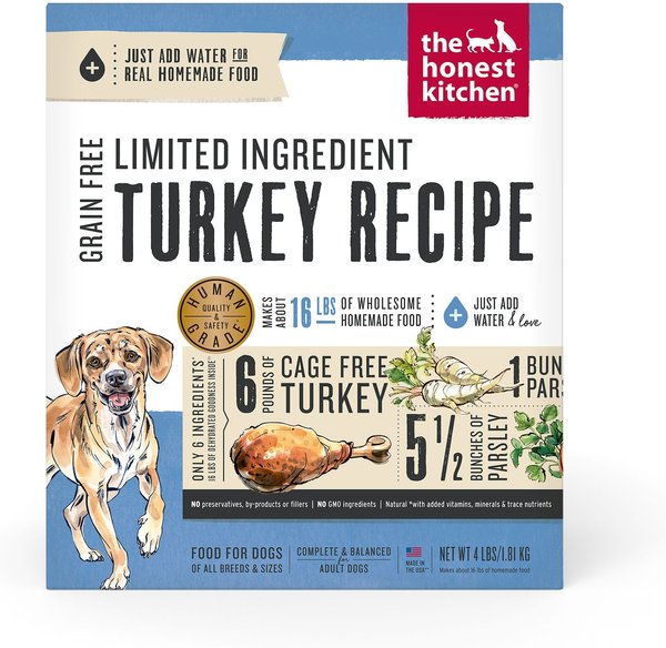 The Honest Kitchen Limited Ingredient Diet Turkey Recipe Grain-Free Dehydrated Dog Food, 4-lb box slide 1 of 11