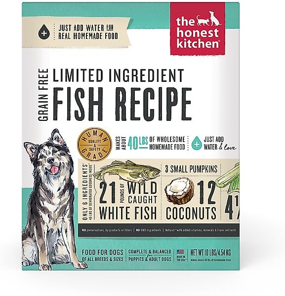 The Honest Kitchen Limited Ingredient Diet Fish Recipe Grain-Free Dehydrated Dog Food, 10-lb box slide 1 of 11